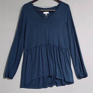 NWOT Cupio Blue Babydoll V Neck Tunic XL
